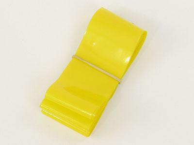 Red/ Yellow 40 micron plastic tail,35 mm x 8 m long  ENQUIRE FOR STOCK