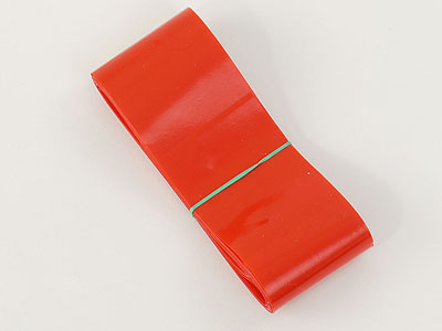 Red plastic tail, 35 mm x 8 m long, 60 micron   LOW STOCK - PLEASE ENQUIRE  